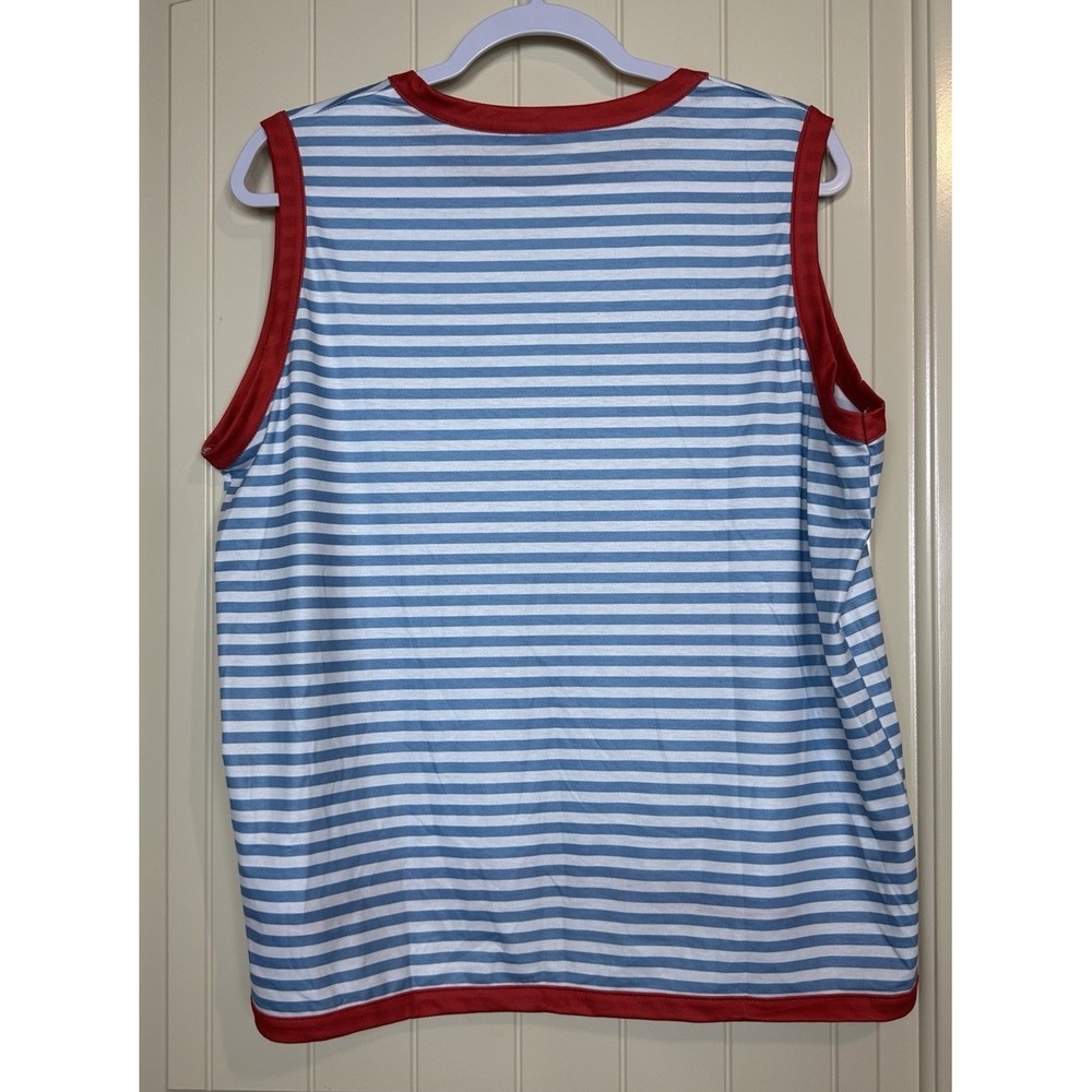 Red White Blue‎ sleeveless striped nautical patriotic USA shirt sz XL - Picture 4 of 4